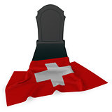 gravestone and flag of switzerland - 3d rendering