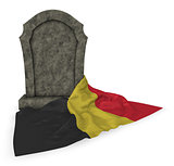 gravestone and flag of belgium - 3d rendering