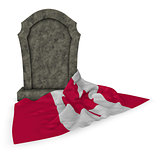 gravestone and flag of canada - 3d rendering