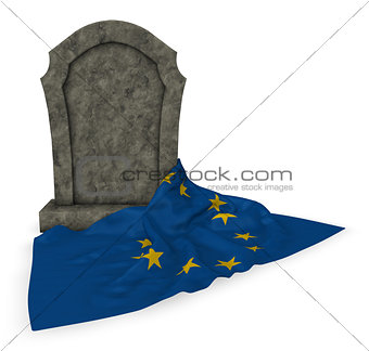 gravestone and flag of the european union - 3d rendering