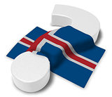 question mark and flag of iceland - 3d illustration