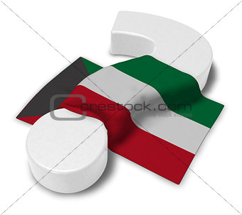 question mark and flag of kuwait - 3d rendering