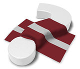 question mark and flag of latvia - 3d illustration