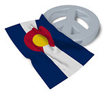 peace symbol and flag of colorado - 3d rendering