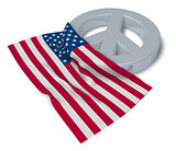peace symbol and flag of the usa - 3d rendering