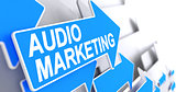 Audio Marketing - Message on Blue Arrow. 3D.