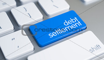 Debt Settlement - Caption on the Blue Keyboard Button. 3D.