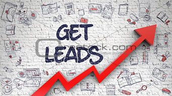 Get Leads Drawn on White Wall. 3D.