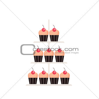 Sweet dessert Delicious cute cupcakes set isolated on white background