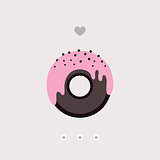Cute chocolate donut with pink glaze on top Delicious sweet dessert