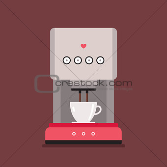 Coffee machine on brown background