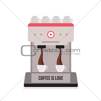 Coffee machine isolated on white background Flat design