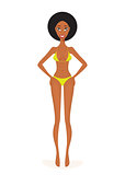 Beautiful African American Black Woman in swimsuit Summer Beach Vacation