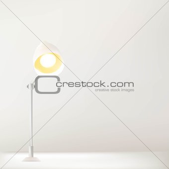 Working Table And Lamp with White Wall