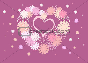 Bright background of colored flowers in the form of a heart.