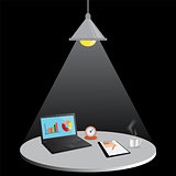 Laptop computer with Document file, vector illustration.