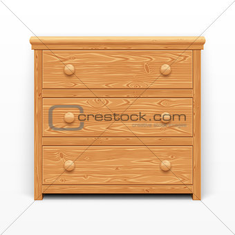 Light brown wooden chest of drawers