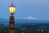 Rocky Butte Viewpoint with Mount Hood during Evening Blue Hour