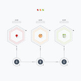 Infographics template 3 options with hexagon