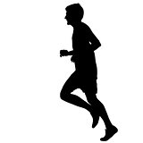 Silhouettes. Runners on sprint, men. vector illustration