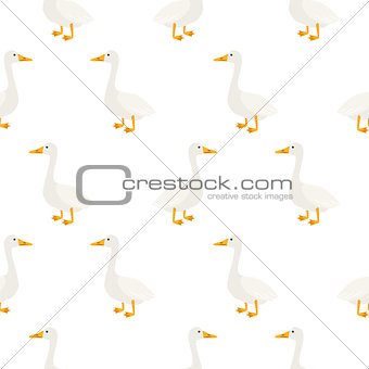 White geese seamless vector pattern.