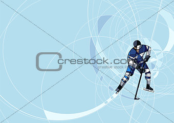 Ice hockey player in blue and white dress