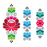 Russian folk art pattern - floral long stripes