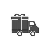 Truck delivey gift box icon