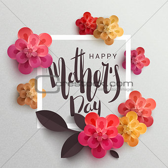 Postcard to mother's day, with paper flowers.