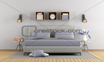 Gray and lilac master bedroom
