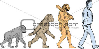 Human Evolution Walking Drawing