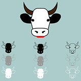 Cow face different colour icon.