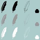Feather and inkwell different icon.