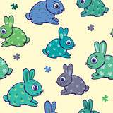 Seamless pattern with rabbits.