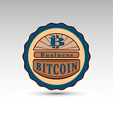 the vector badge with bit coin symbol