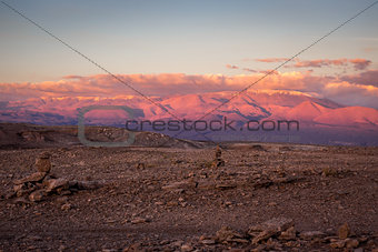 Valle de la Luna at sunset in San Pedro de Atacama, Chile