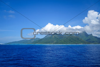 Moorea island and pacific ocean lagoon landscape
