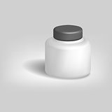 White empty jar with black lid, vector illustration.