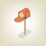 American mailbox isometric, vector illustration.