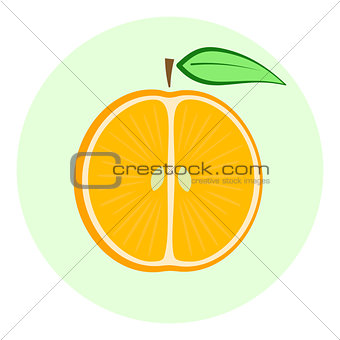 Half orange icon, orange split in a half