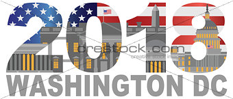 2018 Washington DC USA Flag Outline Illustration