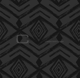 Black tribal Navajo vector seamless pattern with doodle elements. aztec abstract geometric art print. ethnic hipster backdrop. Wallpaper, cloth design, fabric, paper, textile. Hand drawn.