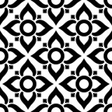 Thai seamless pattern with flowers - black and white tile, inspired by art from Thailand