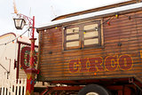 Circus caravan with spanish circo lettering