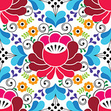 Russian seamless folk pattern, traditional colorful design with flowers