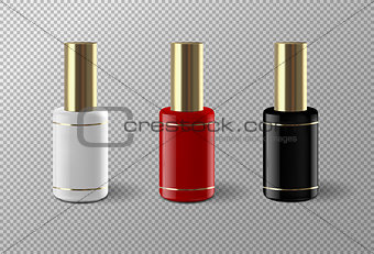 Set of realistic vector nail polish package