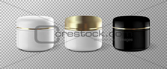 Realistic Cosmetic Cream Container Template Mock Up set. Vector illustration EPS10.