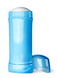 Blue deodorant container cap behind