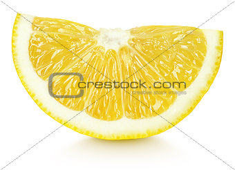 wedge of yellow lemon citrus fruit isolated on white