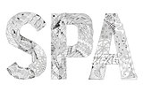 Word SPA for coloring. Vector decorative zentangle object
